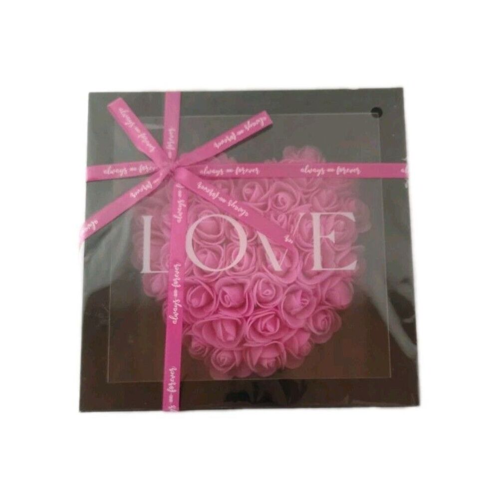 NIP Always&Forever Black Frame Red Floral Heart Valentine's Love Shadow Box Gift